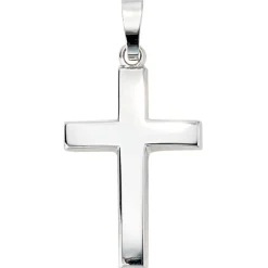 Anhänger 14x23,1mm Goldanhänger Kreuz aus 585 Weißgold schlicht Unisex