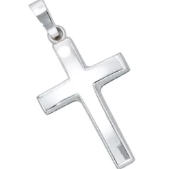 Anhänger 14x23,1mm Goldanhänger Kreuz aus 585 Weißgold schlicht Unisex