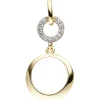 Anhänger 12,2x26mm Goldanhänger zwei Ringe mit weißen Zirkonia 375 Gold Gelbgold