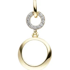 Anhänger 12,2x26mm Goldanhänger zwei Ringe mit weißen Zirkonia 375 Gold Gelbgold