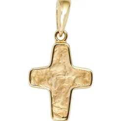 Anhänger 11,6x16,5mm Goldkreuz Kreuz teilgehämmert 585 Gold Gelbgold Halsschmuck
