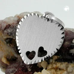 Anhänger 15x14mm Gravurplatte Herz 2 Herzchen durchbrochen 925 Silber Damen