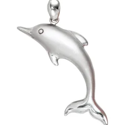 Anhänger 39,5x29,3mm Halsschmuck Delfin 925 Silber rhodiniert teilmattiert Damen