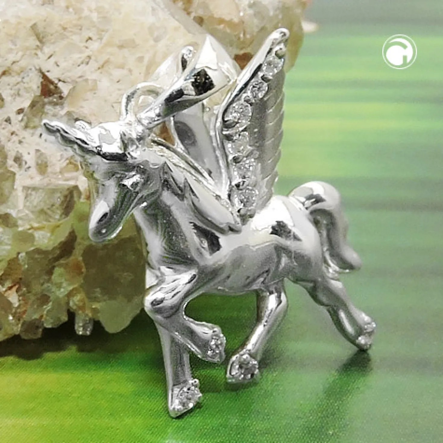 Anhänger 18x15mm Halsschmuck für Kinder Einhorn mit weißen Zirkonia 925 Silber