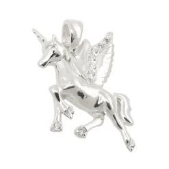 Anhänger 18x15mm Halsschmuck für Kinder Einhorn mit weißen Zirkonia 925 Silber