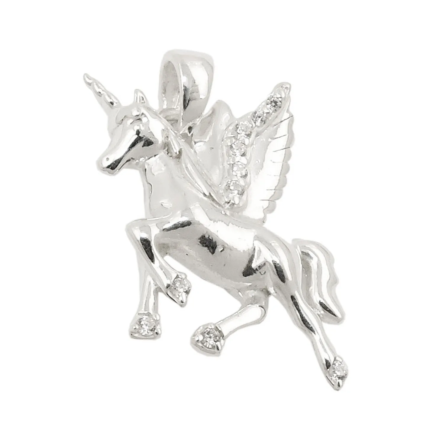 Anhänger 18x15mm Halsschmuck für Kinder Einhorn mit weißen Zirkonia 925 Silber
