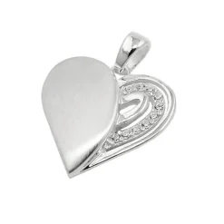 Anhänger 16x16mm Halsschmuck Herz Herzchen mit weißen Zirkonia 925 Silber
