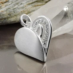 Anhänger 16x16mm Halsschmuck Herz Herzchen mit weißen Zirkonia 925 Silber