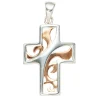 Anhänger 14,4x21,9mm Halsschmuck Kreuz 925 Silber rhodiniert teilrotvergoldet
