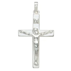 Anhänger 19,1x31,2mm Halsschmuck Kreuz 925 Silber Sterlingsilber teilmattiert