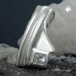 Anhänger 16x7mm Halsschmuck mit quadratischem Zirkonia am Rand 925 Silber Damen