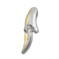 Anhänger 20x6mm Halsschmuck Zirkonia weiß 925 Silber vergoldet bicolor
