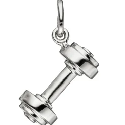 Anhänger 7x14,5mm Hantel aus echtem 925 Silber Silberanhänger rhodiniert