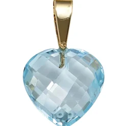 Anhänger 12,1x19,5mm Herzanhänger Herz aus Blautopas hellblau 585 Gold Gelbgold