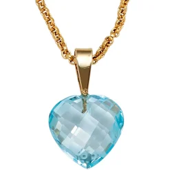 Anhänger 12,1x19,5mm Herzanhänger Herz aus Blautopas hellblau 585 Gold Gelbgold
