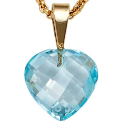 Anhänger 12,1x19,5mm Herzanhänger Herz aus Blautopas hellblau 585 Gold Gelbgold