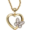 Anhänger 15,8x19,2mm Herzanhänger Herz mit Schmetterling 8 Zirkonia 333 Gelbgold