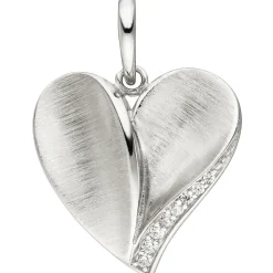 Anhänger 19,4x19,7mm Herzanhänger Herz mit weißen Zirkonia am Rand 925 Silber