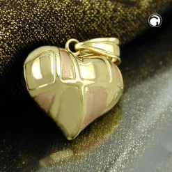 Anhänger 15x16mm Herz aus 375 Gold bicolor beidseitig gewölbt Damen