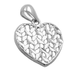 Anhänger 15x15mm Herz diamantiert durchbrochen flach 925 Silber Damen