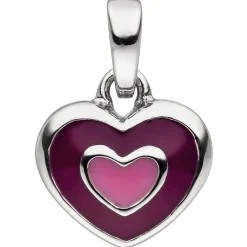 Anhänger 9,2x9,5mm Herz Herzchen mit pink-lila Lakierung 925 Silber rhodiniert