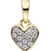 Anhänger 7x8,3mm Herz Herzchen mit weißen Zirkonia 375 Gold Gelbgold anhänger
