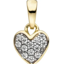 Anhänger 7x8,3mm Herz Herzchen mit weißen Zirkonia 375 Gold Gelbgold anhänger