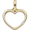 Anhänger 11x10,1mm Herz mit Diamant 0.01Ct 333 Gold Gelbgold Herzanhänger
