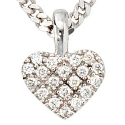 Anhänger 8,5x10,1mm Herz mit 19 Diamanten 0.12Ct 585 Gold Weißgold