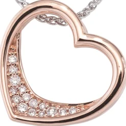 Anhänger 14,6x15mm Herz mit 15 Diamanten 0.08Ct W/SI Brillanten 585 Gold Rotgold