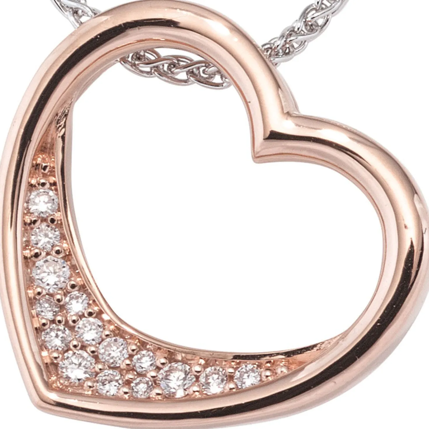 Anhänger 14,6x15mm Herz mit 15 Diamanten 0.08Ct W/SI Brillanten 585 Gold Rotgold