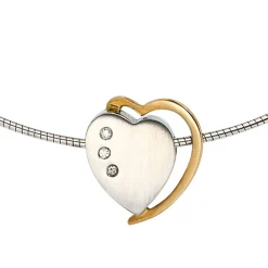 Anhänger 15x16,4mm Herz mit 3 Diamanten 0.03Ct W/SI 585 Gelbgold & Weißgold