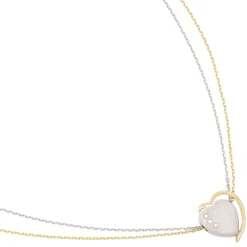 Anhänger 15x16,4mm Herz mit 3 Diamanten 0.03Ct W/SI 585 Gelbgold & Weißgold