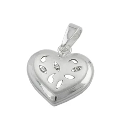 Anhänger 14x14mm Herz mit Schliff 3 Zirkonia 925 Silber Herzanhänger Damen