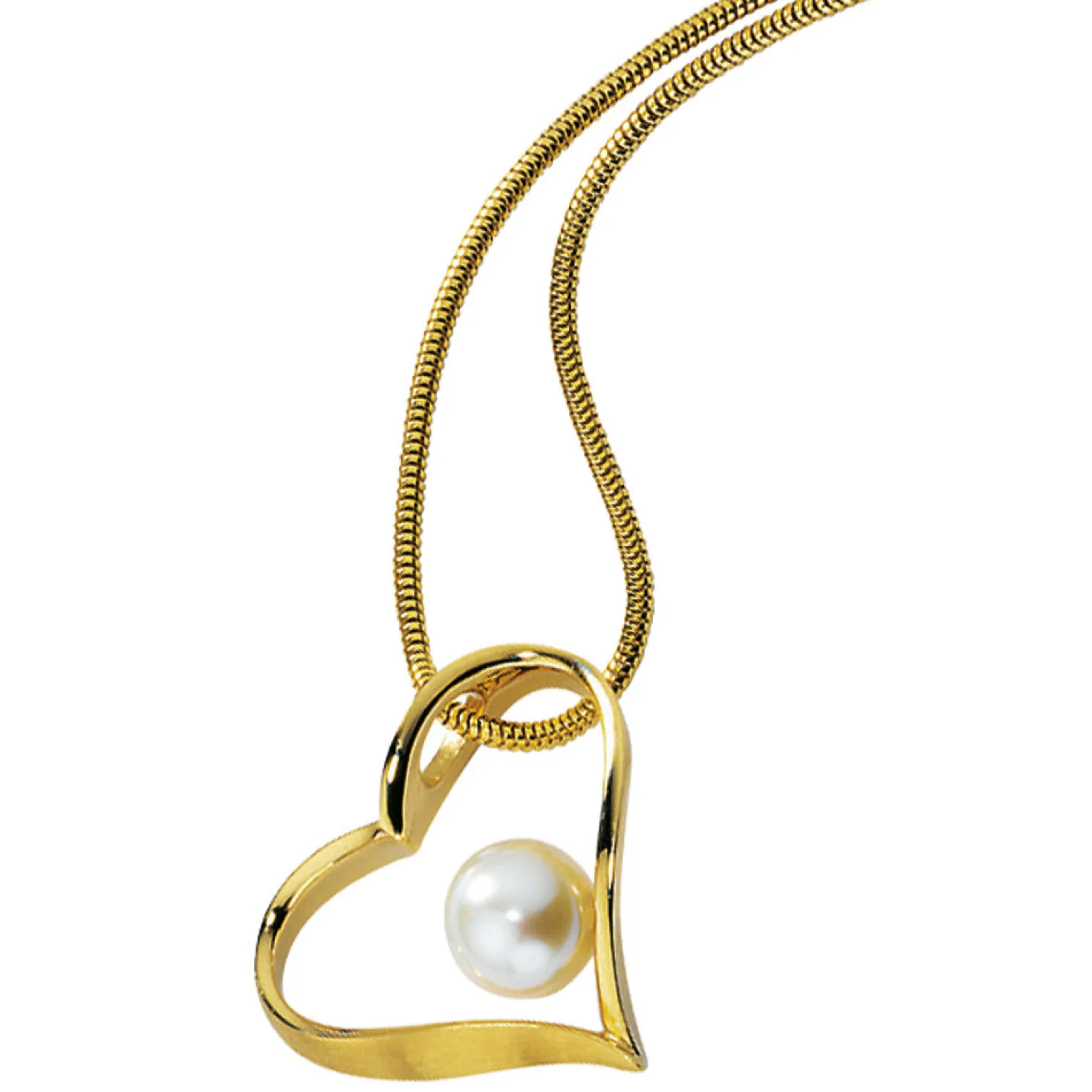 Anhänger 19,7x21,3mm Herz mit Süßwasser Zuchtperle 585 Gold Gelbgold Damen