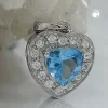 Anhänger 14x13mm Herz mit synth Topas Blautopas & Zirkonia 925 Silber Damen