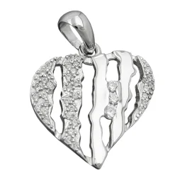 Anhänger 19x19mm Herz mit Zirkonia weiß 925 Silber rhodiniert glänzend