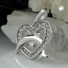 Anhänger 14x15mm Herz & springender Delfin Zirkonia weiß 925 Sterling Silber