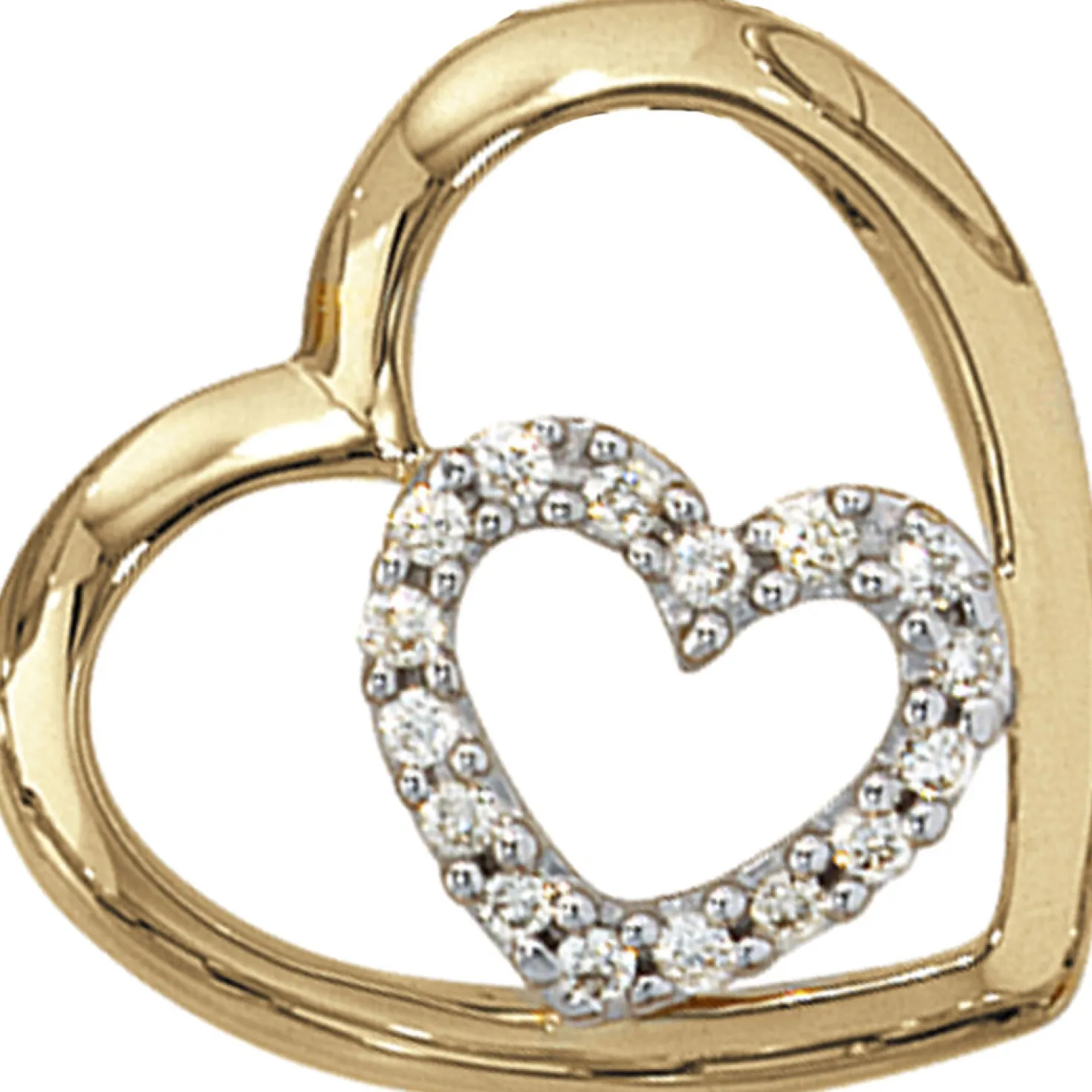 Anhänger 16,3x16,2mm Herz zwei Herzen 16 Diamanten 0.12Ct 585 Gelbgold