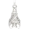 Anhänger 33,9x16,2mm hängende Fledermaus 925 Silber mattiert Silberanhänger