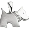 Anhänger 16,8x13mm Hund aus 925 Silber matt-glänzend rhodiniert Kinder