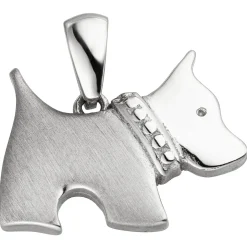 Anhänger 16,8x13mm Hund aus 925 Silber matt-glänzend rhodiniert Kinder