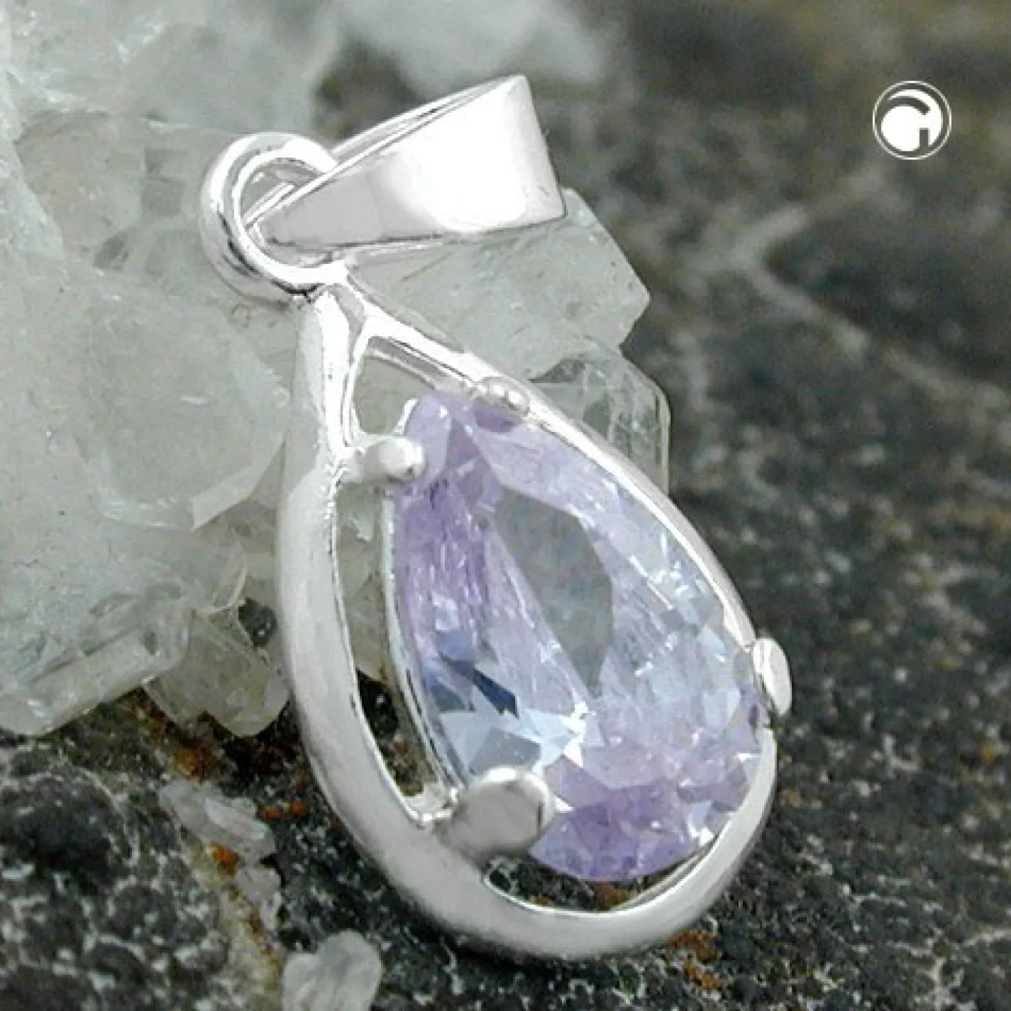 Anhänger 14x8mm in Tropfenform Tropfen Zirkonia lavendel 925 Silber Damen