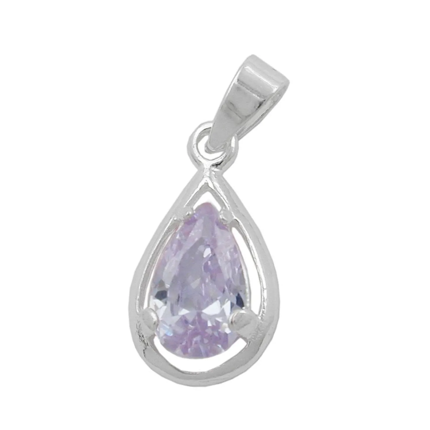 Anhänger 14x8mm in Tropfenform Tropfen Zirkonia lavendel 925 Silber Damen
