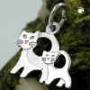 Anhänger 12x13mm Katzenpaar Kätzchen 925 Silber Sterlingsilber für Kinder