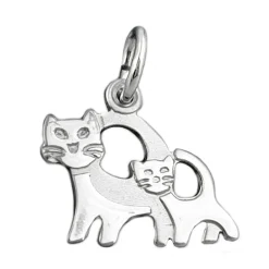 Anhänger 12x13mm Katzenpaar Kätzchen 925 Silber Sterlingsilber für Kinder