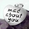 Anhänger 19x21mm Kettenanhänger Herz ' mad about you ' aus 925 Silber matt Damen