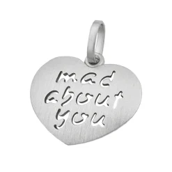Anhänger 19x21mm Kettenanhänger Herz ' mad about you ' aus 925 Silber matt Damen