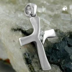 Anhänger 19x12mm Kettenanhänger Kreuz mit Zirkonia 375 Weißgold Damen