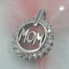 Anhänger 17x14mm Kettenanhänger MOM mit Zirkonia weiß 925 Echt Silber Damen
